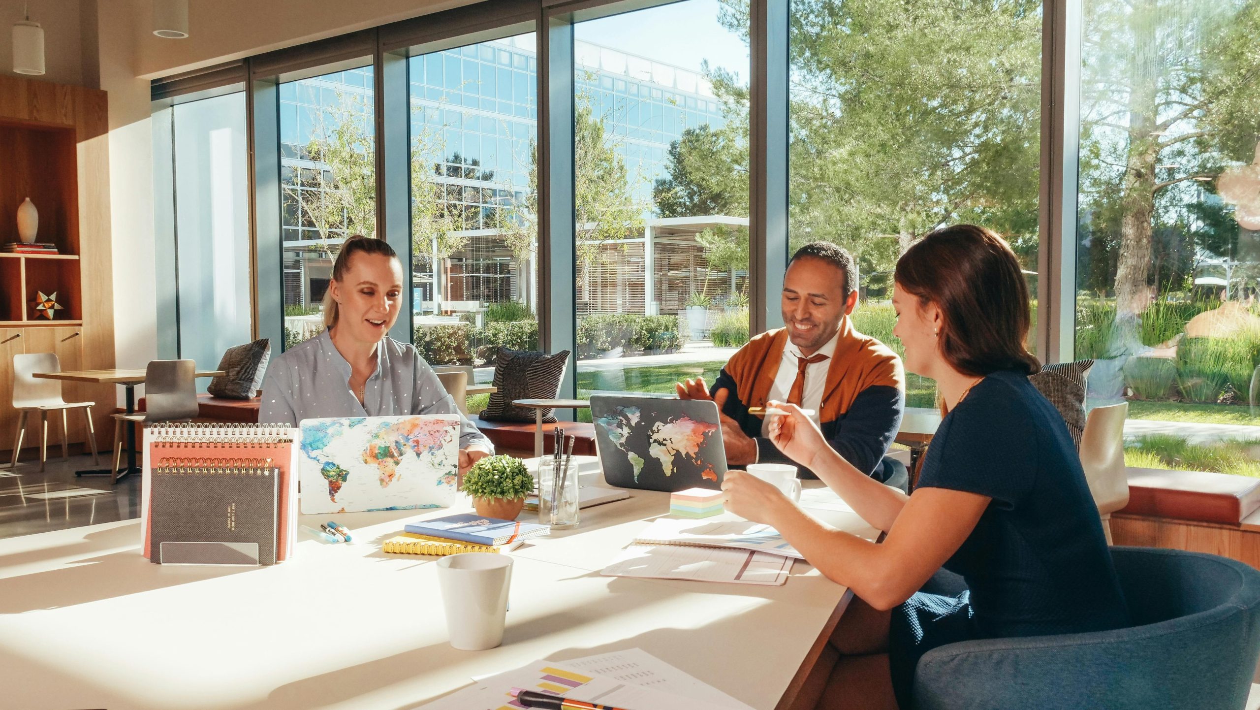 A team discusses and presents ideas to each other